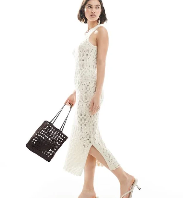 dress Vero Moda Women's Sleeveless Calf Length Crochet Tank Dress ASOS $30.82