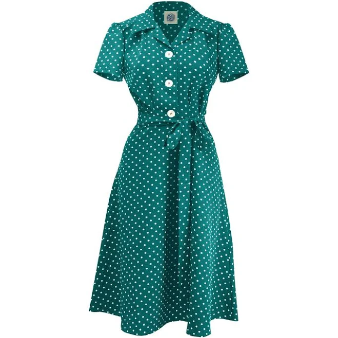 dress Vintage 1940s Polka Dot Shirt Dress Revival Vintage $79
