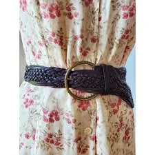 belt Vintage 90's Banana Republic Western Inspired Wide Dark Chocolate Brown Braided Leather Belt with Solid Brass Buckle in a Size Small 0 2 4 6 Etsy $44.5