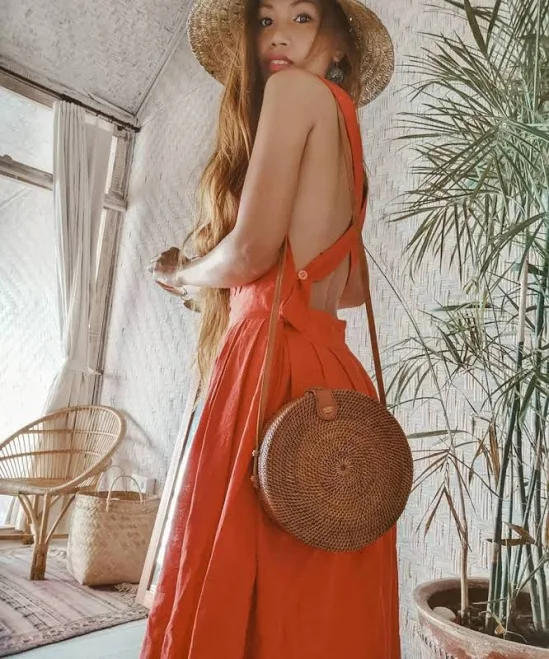 bag Vintage Boho Bali Round Rattan Bag Etsy - Seller $15.26