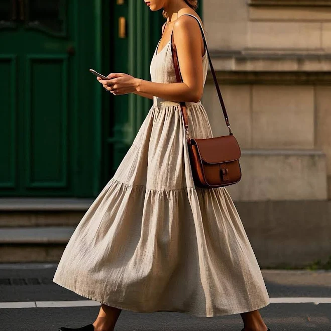 dress Vintage Boho Linen Tiered Maxi Dress Etsy - Seller $62.9