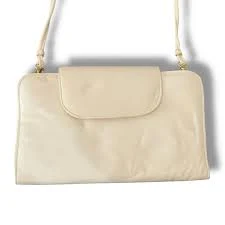 bag Vintage Cream Faux Leather Crossbody Purse w/ Gold Hardware eBay $6