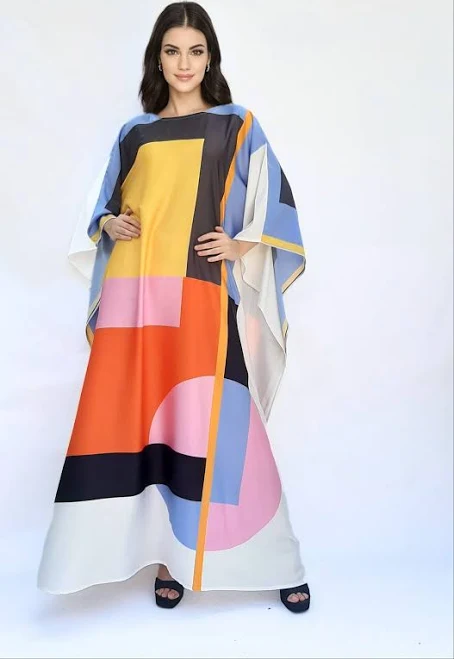 dress Vivid Silk Blend Kaftan Dress Etsy - kaftantrinh $57