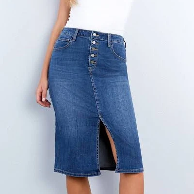 skirt Wash Lab Rory Front Slit Denim Midi Skirt washlabshop $148