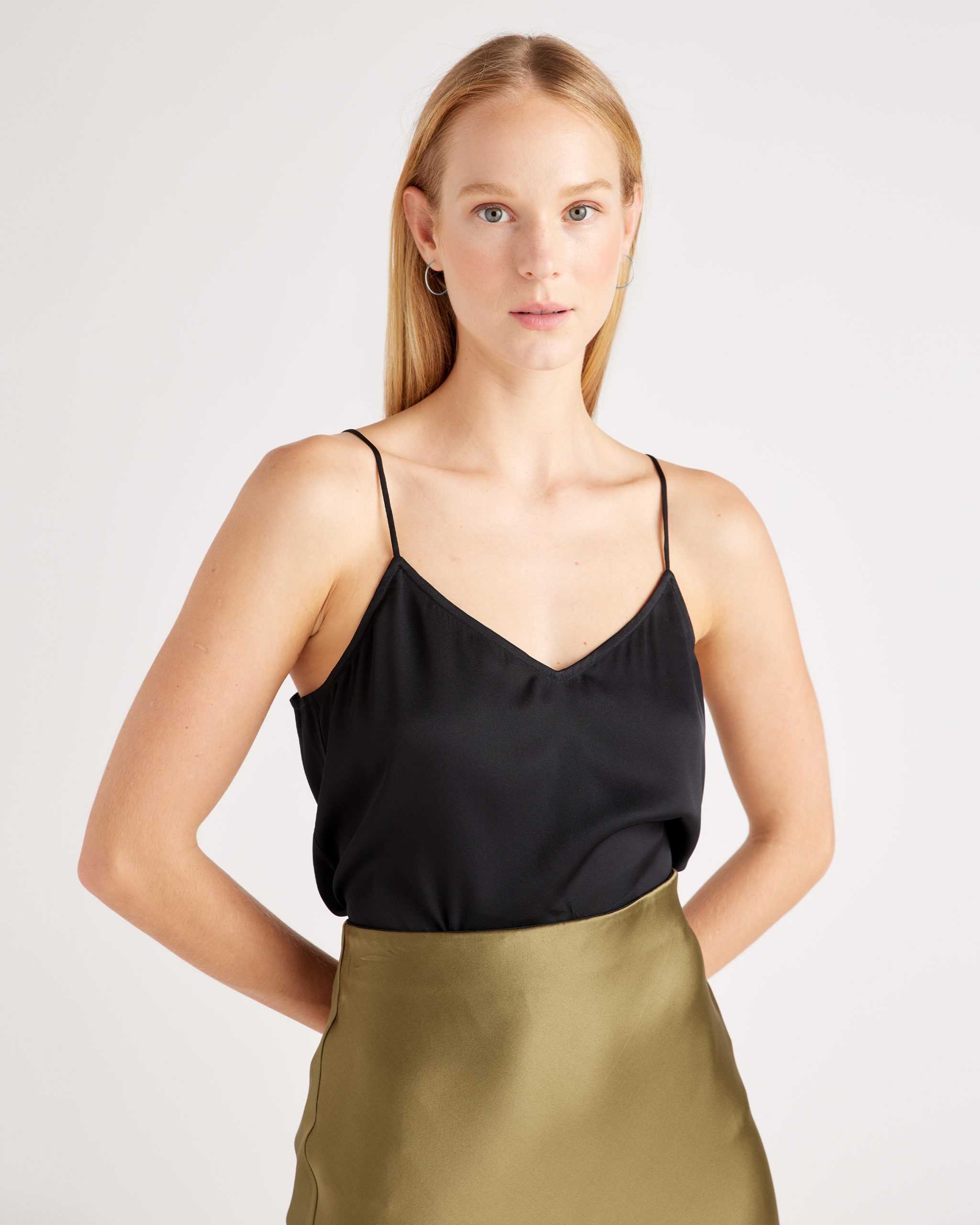 top Washable Stretch Silk V-Neck Cami Quince $49.9