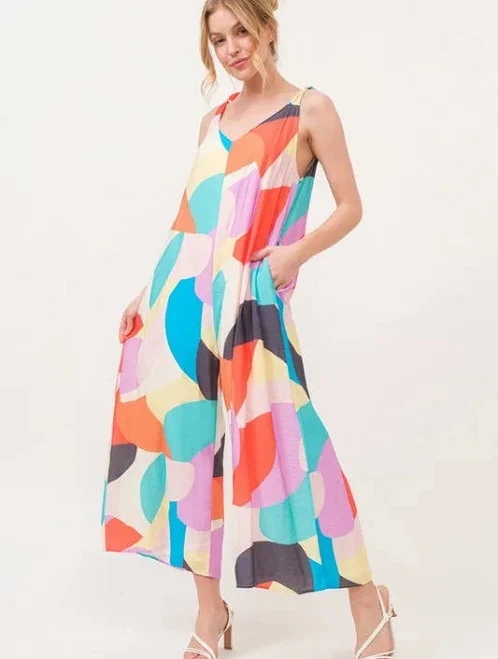 jumpsuit Wide-Leg Geo Print Jumpsuit Hazel Blues $62