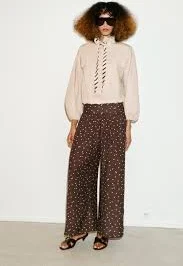 polka dots outfits WIDE-LEG POLKA DOT TROUSERS zara.com $49.9