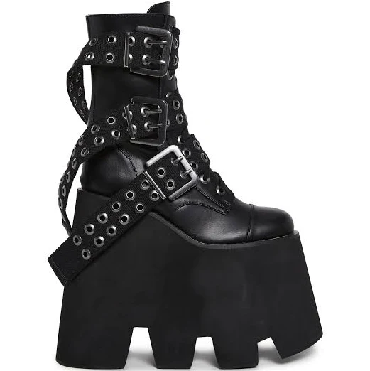 shoes Widow Mega Platform Buckle Boots with Side Zippers Dolls Kill $93.98
