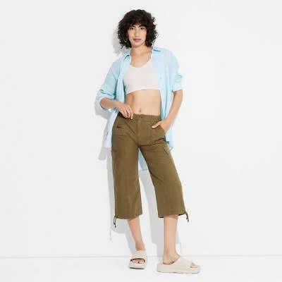 pants Wild Fable Women's Mid Rise Straight Leg Cotton Blend Capri Pants Target $30