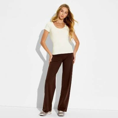 top Wild Fable Women's Short Sleeve Long and Lean Scoop Neck T-Shirt Target $8