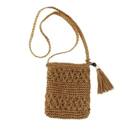 bag Win s Way Women Summer Straw Crossbody Bag, Handmade Crochet Woven Beach Purse with Tassel & Wooden Beads, Small Boho Hollow Out Shoulder Handbag for Walmart - huizhoushihanshukejiyouxiangongsi $12.99