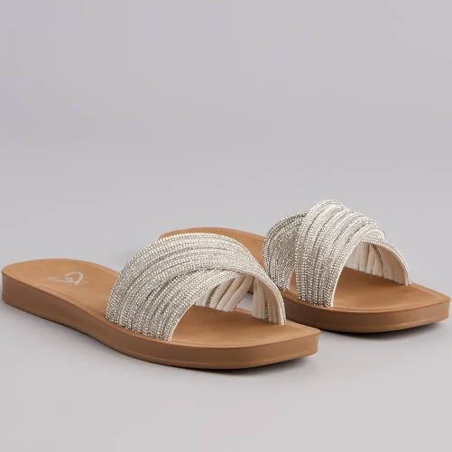 shoes Windsor Shimmer Steps Rhinestone Slide Sandals Windsor $24.9