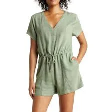 romper Wishlist Linen Drawstring Olive Green Romper Size M Poshmark $30