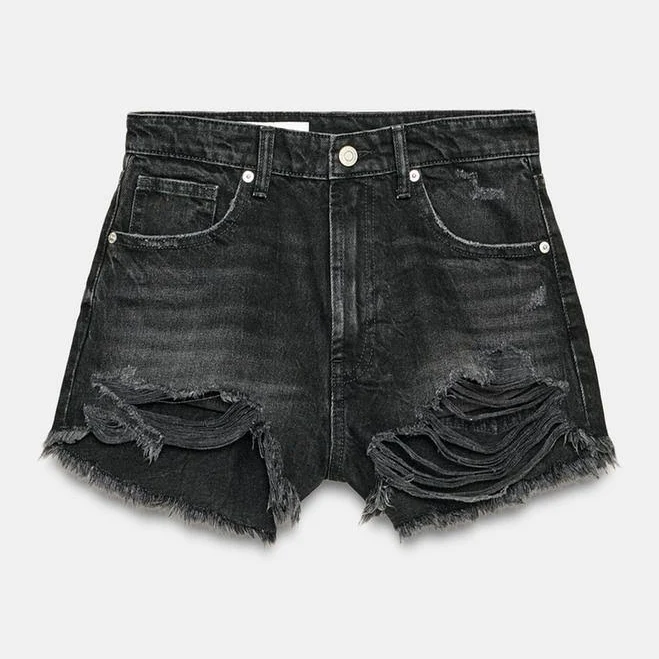 bottom Woman Zara Trf Curved High-Waisted Denim Shorts Zara USA $45.9