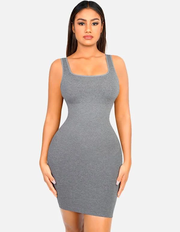 dress Women FeelinGirl Square-neck Mini Bodycon Built-in Shaper Casual Slim dressDress FeelinGirl $26.99