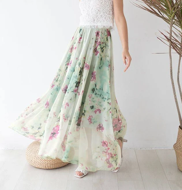 skirt Women Floral Maxi Skirt Beach Chicwish $39.9