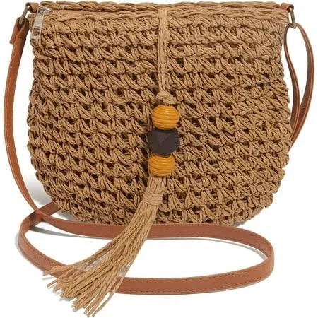 bag Women's Boho Handwoven Straw Bag with Tassels ( Walmart - Euphrates Direct $19.99