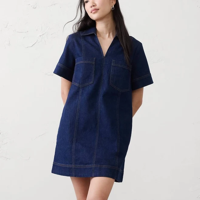dress Women's Denim Pocketed Mini Dress Banana Republic Factory $65