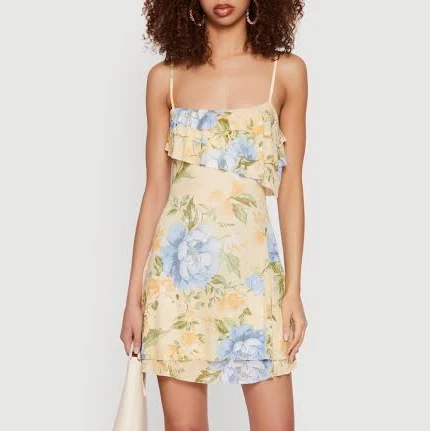 dress Women's Floral Mesh Ruffle Tiered Cami Mini Dress Rainbow Shops $10.78