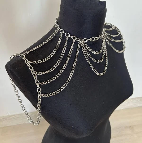 accessory Women's Gothic Silver Shoulder Chain Harness Necklace Etsy - Seller $44.44