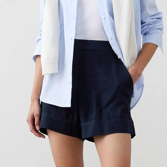 bottom Women's High-Rise Linen-Blend Pull-On Shorts Banana Republic Factory $36