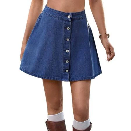 skirt Women's High Waist A-Line Denim Mini Skirt Walmart - lolify $27.74