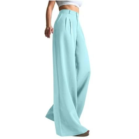 pants Women's High-Waisted Wide Leg Pull-On Stretchy Dress Pants Walmart - cfhntfmh Stores $9.99