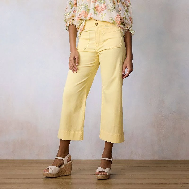 pants Women's LC Lauren Conrad Wildflower Super High Rise Wide Leg Crop Pants, Size: 18, Butter Kohl's $39.99