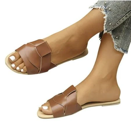 shoes Women's Leather Slide Sandals with Cross Straps Walmart - Xfvqtps Fashion $11.99