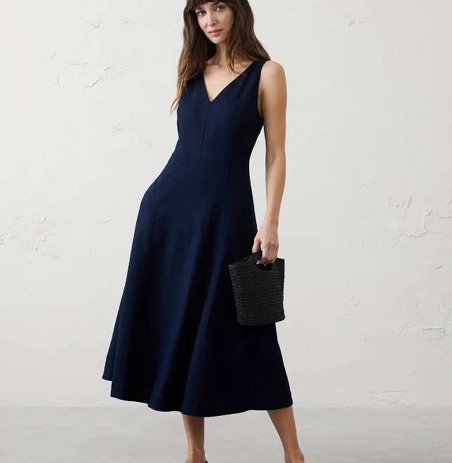 dress Women's Linen-Blend Drapey Midi Dress Banana Republic Factory $70