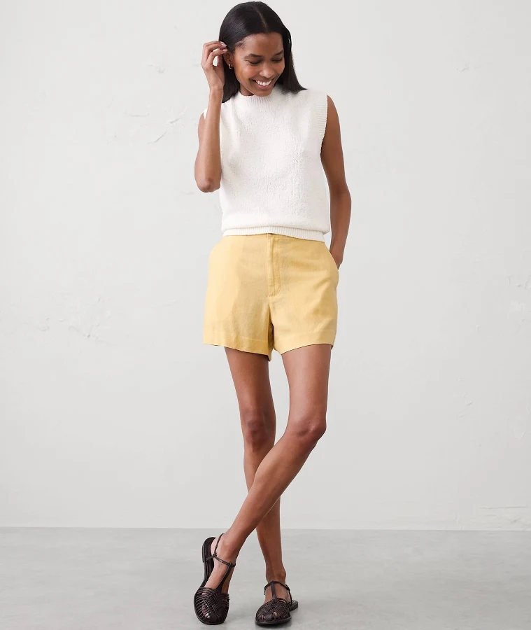 shorts Women's Linen-Blend High-Rise Short In The Sun Regular Size L Banana Republic Factory $36