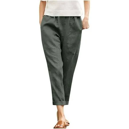 pants Women's Linen Wide Leg Pants with Pockets Walmart - Hurxie Deals $14.8