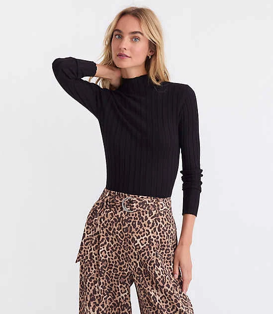 top Women's Loft Ribbed Mock Neck Sweater LOFT $26.98