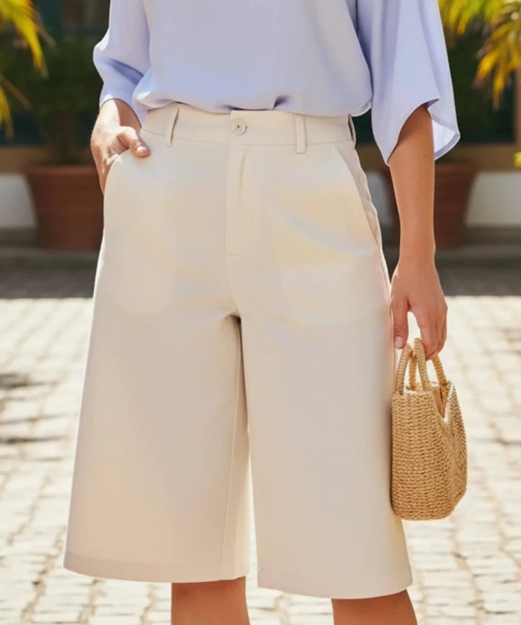 shorts Women's Nanna High Waisted Tailored Bermuda Shorts with Pockets Anellace $59