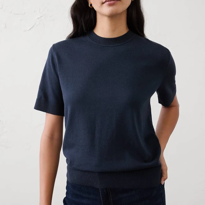 top Women's Preppy Forever Short-Sleeve Sweater Banana Republic Factory $30
