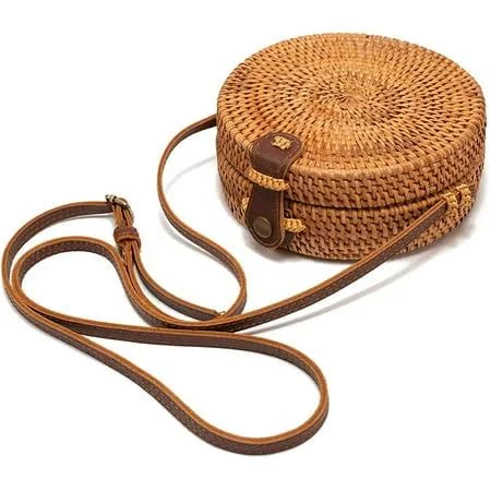 bag Women's Rattan Straw Crossbody Bag with Leather Strap Walmart - ShenzhenshiMashangchongKejiYouxiangongsi $22.99