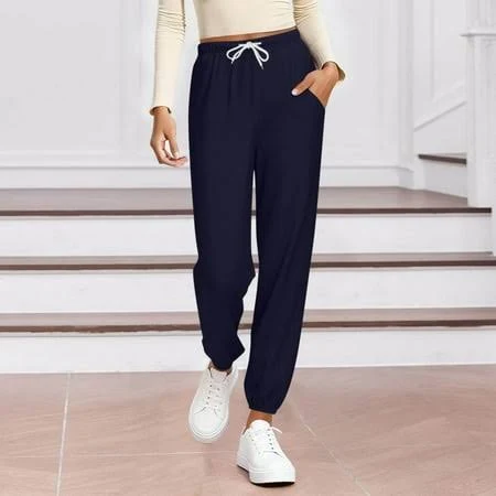 pants Women's Relaxed Fit Tapered Straight Leg Joggers with Side Pockets Walmart - SUNVIT Fashion $17.79