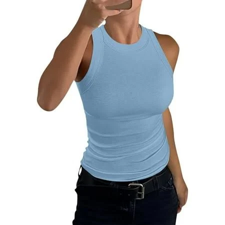 top Women's Sleeveless Racerback Tank Top Walmart - mohiass $7.88