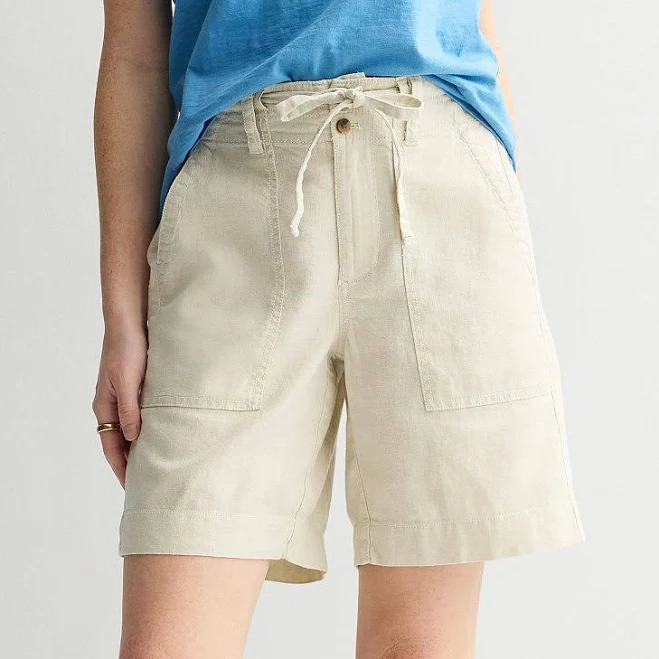 shorts Women's Sonoma Goods For Life High Rise Linen Bermuda Shorts, Size: Small, Lanie Beige Kohl's $29.74