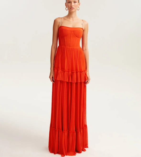 dress Women's spaghetti strap pleated maxi dress Milla $690