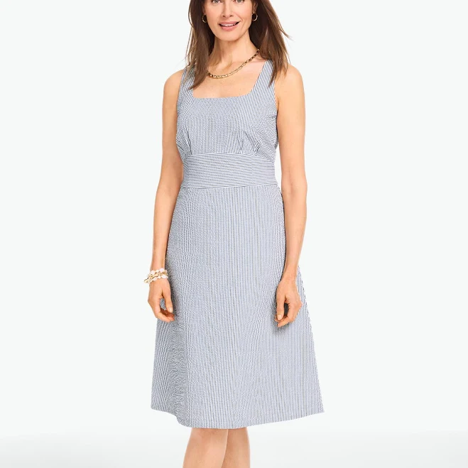 dress Women's Talbots Seersucker Sleeveless Dress Market Stripe Talbots $179