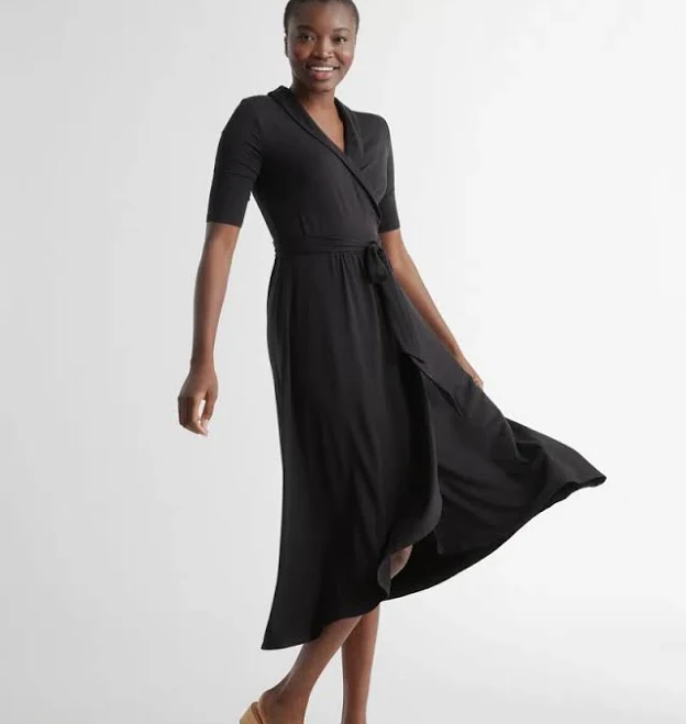 dress Women's Tencel Jersey Midi Wrap Dress In Black ModeSens $60
