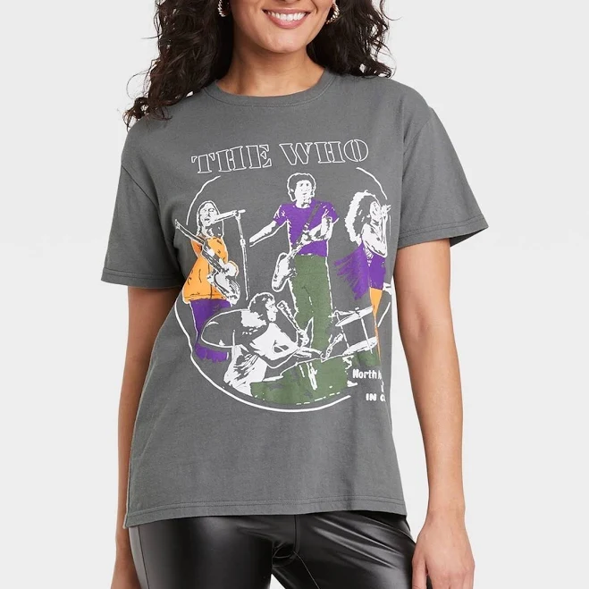 top Women's The Who Gray Short Sleeve Graphic T-Shirt eBay - clothingspree $9.95