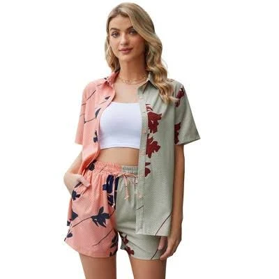 matching set Women's Tropical Print Short Sleeve Shirt and Shorts Target $38.99