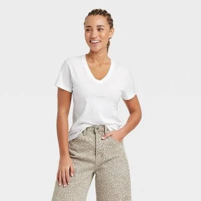 top Women's Universal Thread Tops Universal Thread Short Sleeve V-Neck T-Shirt Target $10