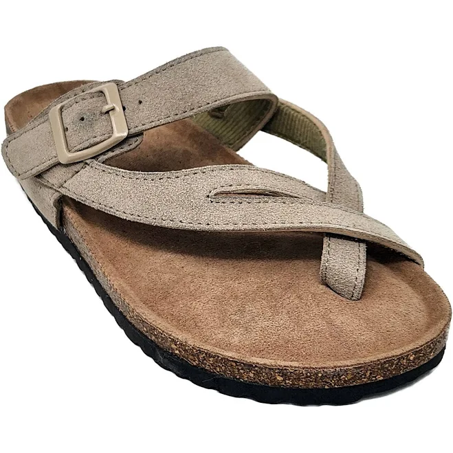 shoes Womens Womens Leather Weaved Strap Toe Strap Footbed Sandal by GaaHuu Woman Within $29.99