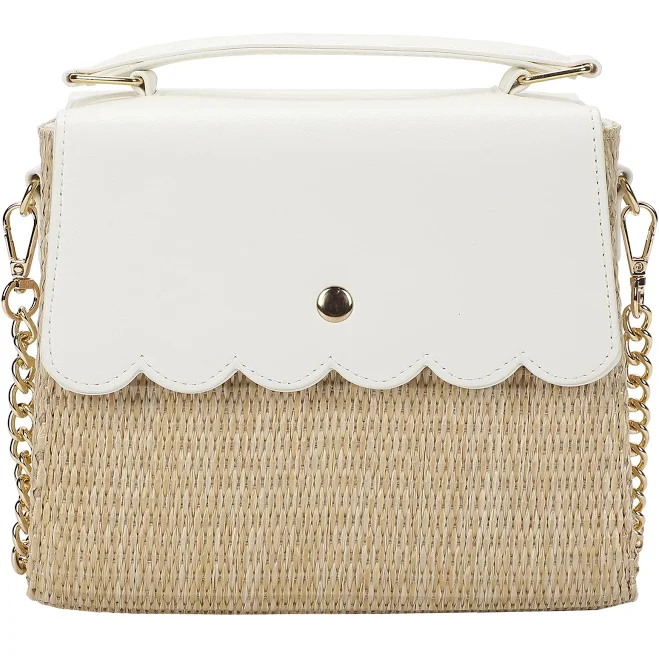 bag Women's Woven Straw Crossbody Bag with Faux Leather Scallop Walmart $25