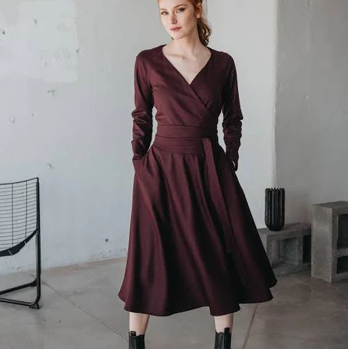 dress Wool Midi Dress Women's with Pockets Etsy - VisibleArt $143.32