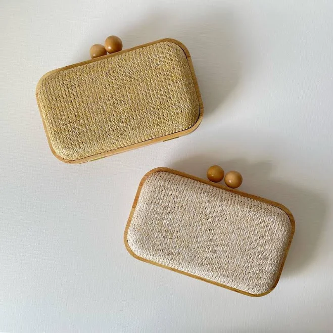 bag Woven Straw Crossbody Purse with Wooden Frame Etsy - Seller $55.99