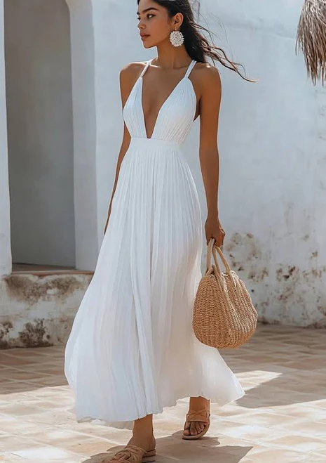 dress Zapaka Women's Deep V-Neck Boho Chiffon Dress Zapaka $99